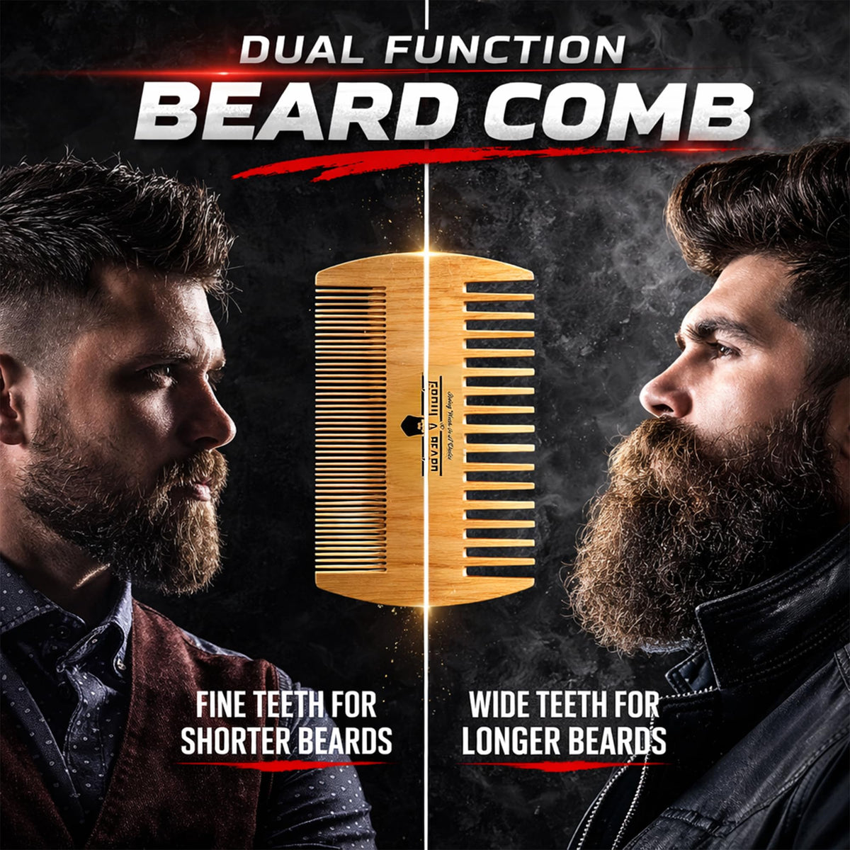 GROW ALPHA BEARD dual-action comb detail for precise styling and anti-static control