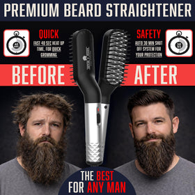 GROW ALPHA BEARD electric straightener close-up highlighting temperature controls