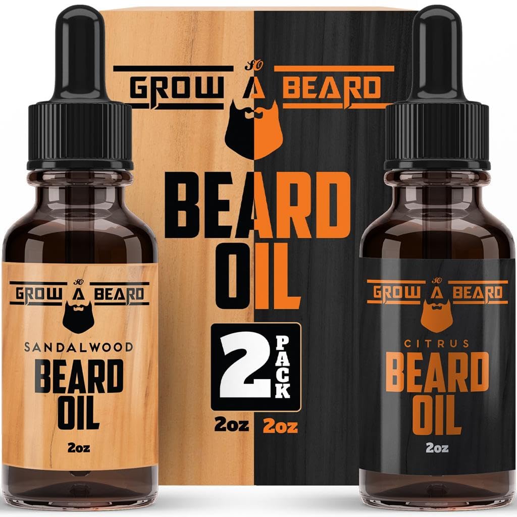 GROW ALPHA BEARD sandalwood bottle front view showing premium scent and grooming benefit