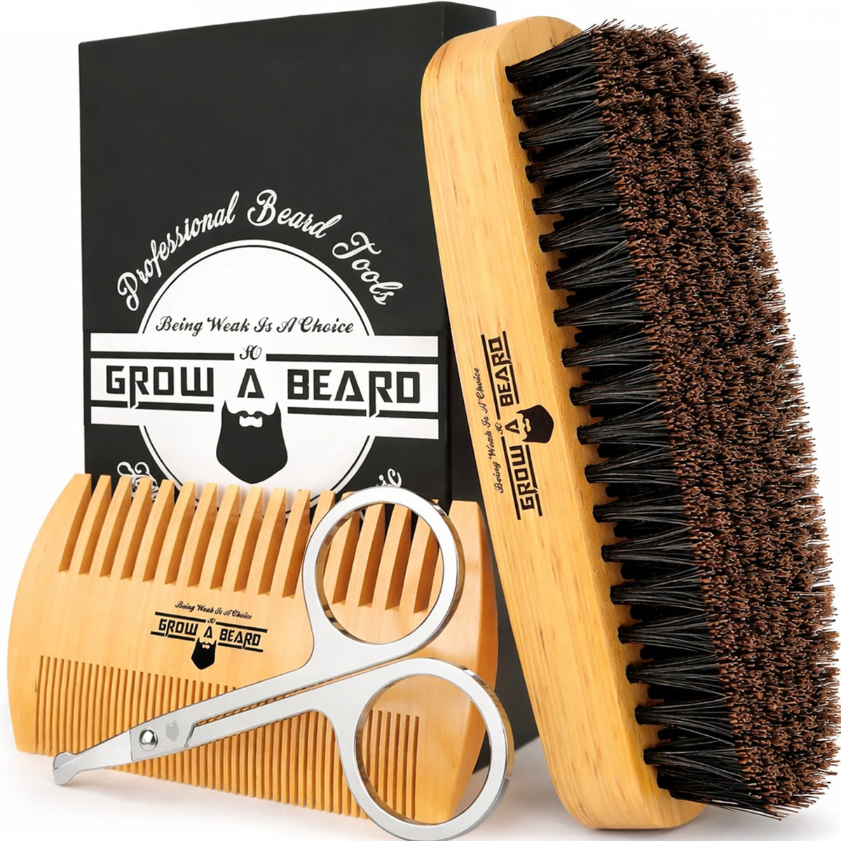 GROW ALPHA BEARD front packaging showing complete grooming kit benefit