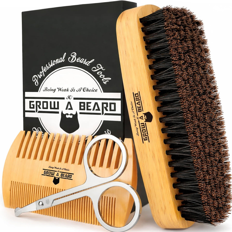 GROW ALPHA BEARD front packaging showing complete grooming kit benefit