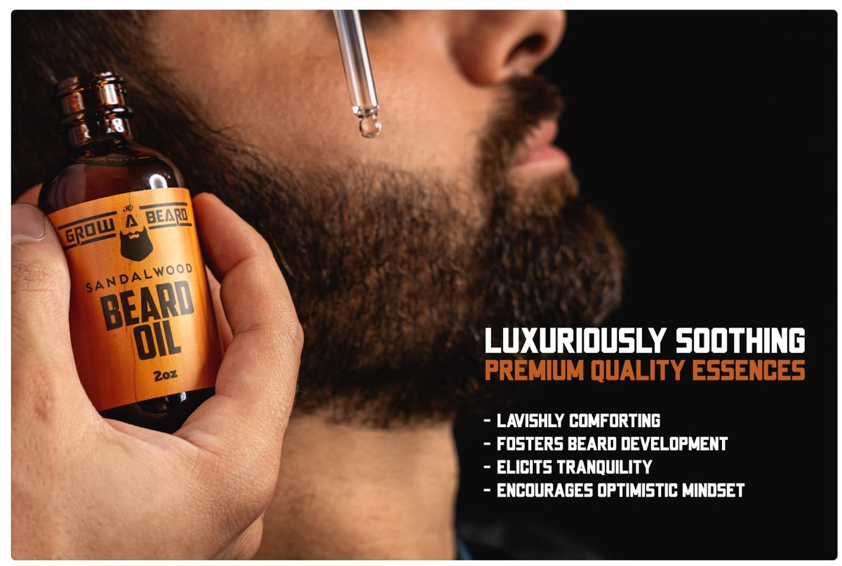 GROW ALPHA BEARD label close-up showing natural ingredients and quality assurance