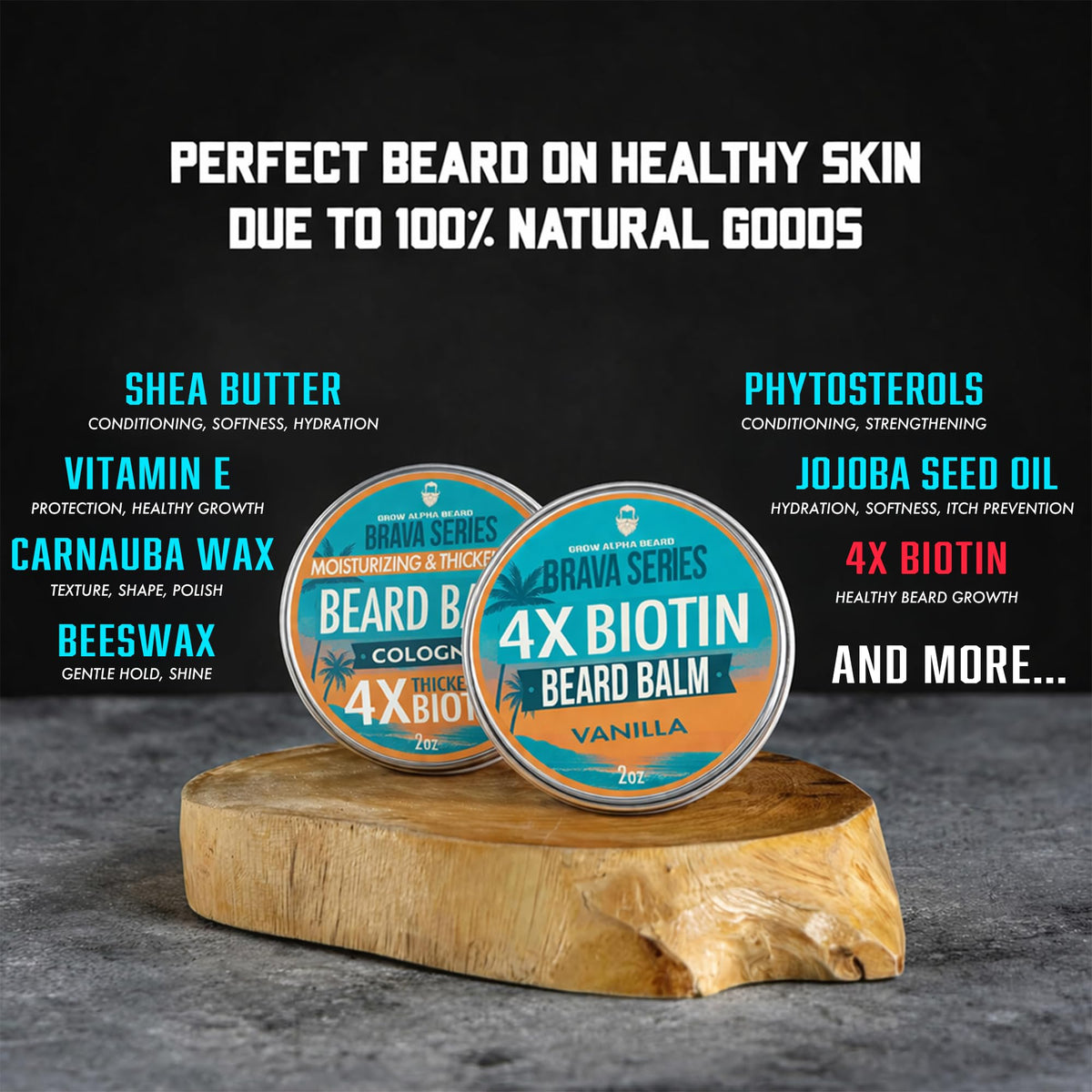 GROW ALPHA BEARD open tub showing creamy balm texture for easy application