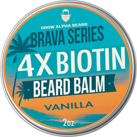 GROW ALPHA BEARD 4 oz jar beside ruler showing compact travel-friendly size