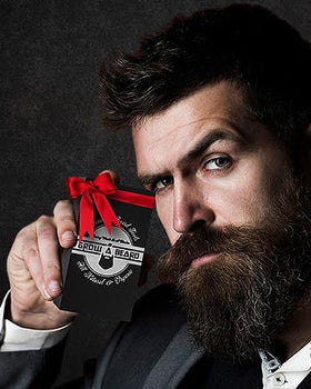 GROW ALPHA BEARD grooming kit styled on dresser showing ready-to-gift appeal