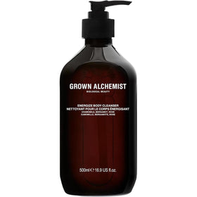 Grown Alchemist front bottle of Energize Body Cleanser showing packaging and size benefit