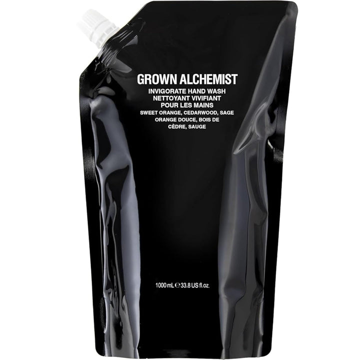Grown Alchemist front pouch showing refill packaging and brand quality