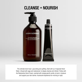 Grown Alchemist label close-up highlighting botanical ingredients and clean formulation