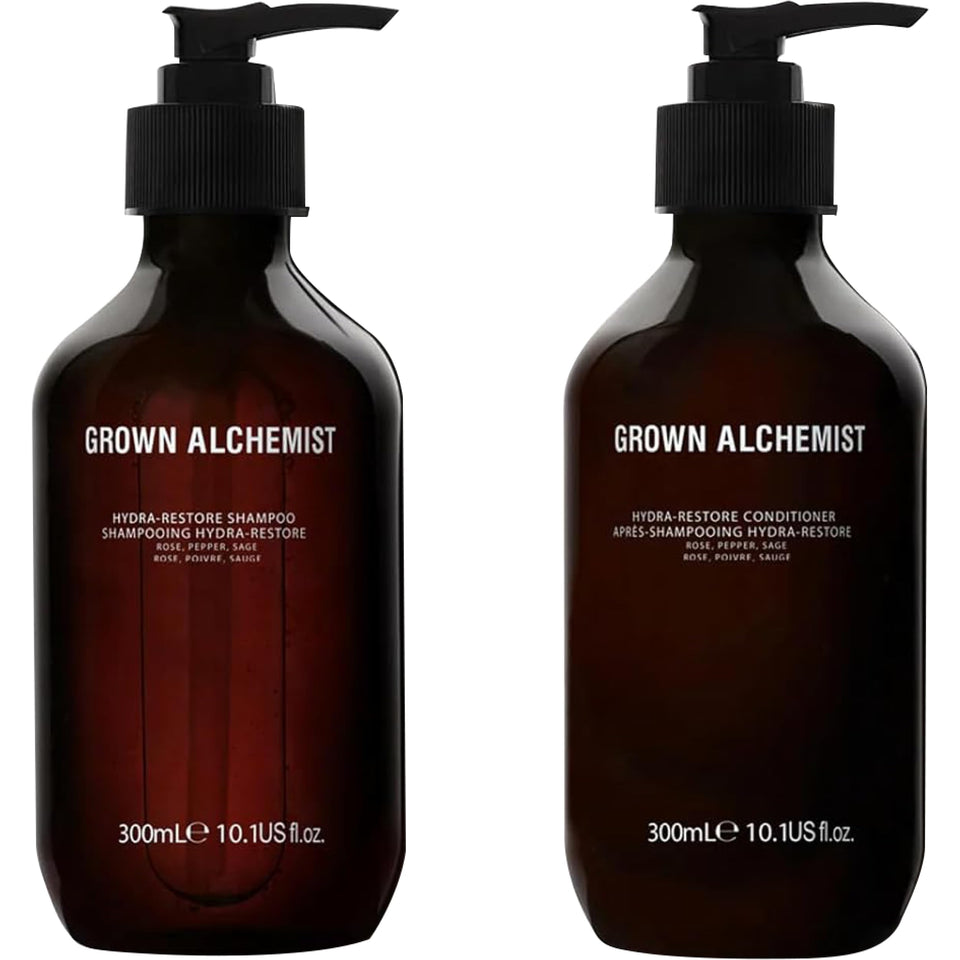Grown Alchemist front packaging showing both 300 ml bottles and clean design benefits