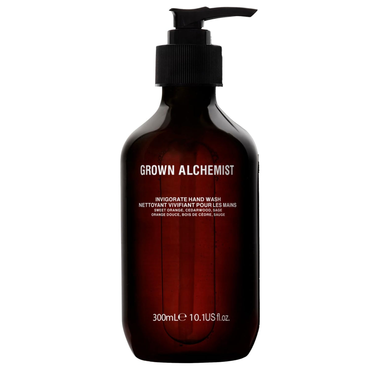 Grown Alchemist front bottle showing elegant packaging and easy pump dispenser