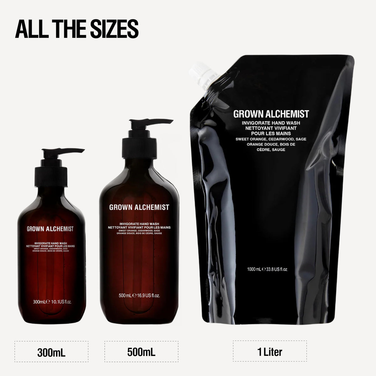 Grown Alchemist refill bottle displayed to emphasize sustainable refill option
