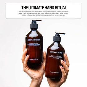 Grown Alchemist pouring refill close-up demonstrating spill-free transfer