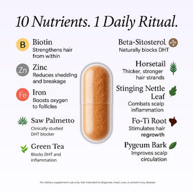 GROWPLEX bottle open with capsules, illustrating easy daily supplement use