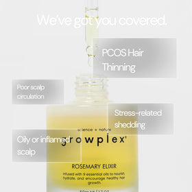 GROWPLEX bottle in bathroom setting suggesting daily self-care benefit