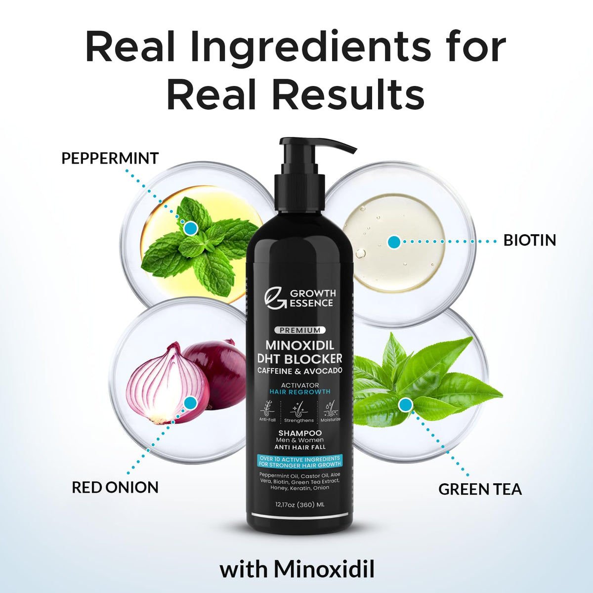 Growth Essence shampoo texture on hand showing smooth lather and scalp nourishment