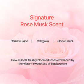 GROWUS lifestyle shot with rose musk scent evoking premium spa experience