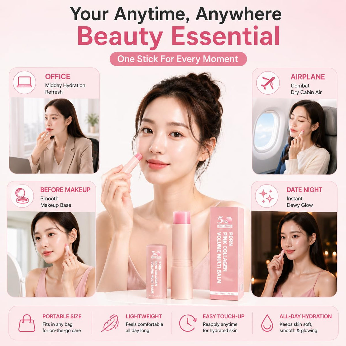 gtalmp using balm along neck and jawline to hydrate and improve skin appearance