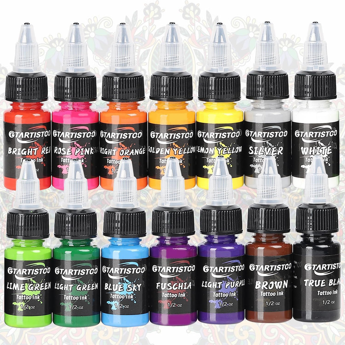 GTARTISTOO front packaging of 14-color set showing neat arrangement and professional appeal