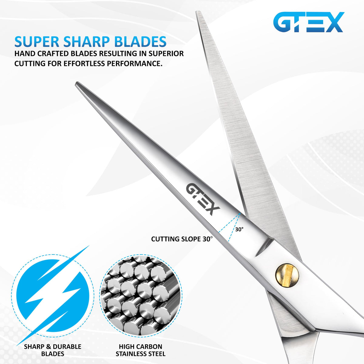 GTEX close-up of blade edge highlighting super-sharp precision for clean cuts