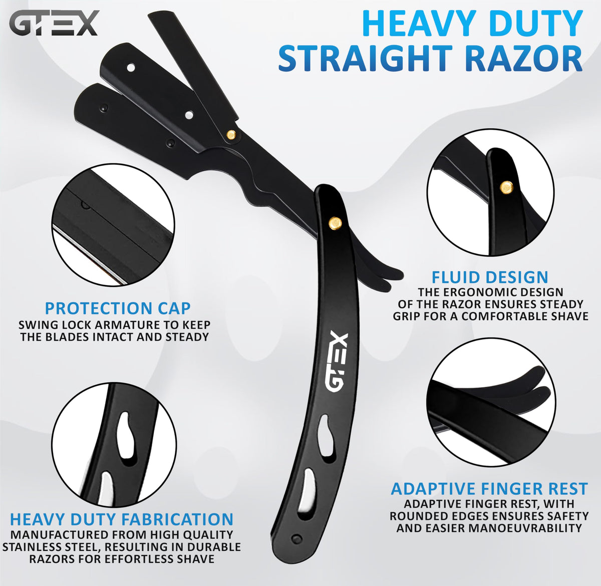 GTEX metal handle detail highlighting textured grip for steady control