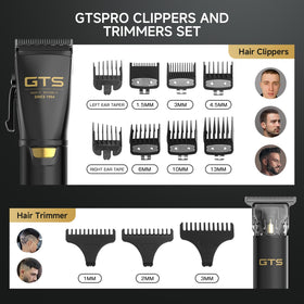 GTS PRO accessories laid out with combs, oil, brush and cape included