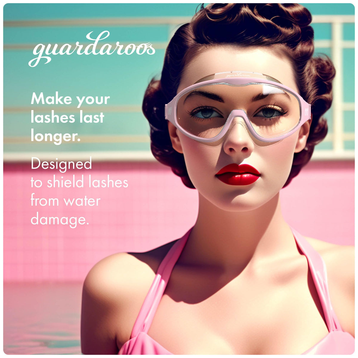guardaroos poolside usage demonstration protecting lashes while swimming