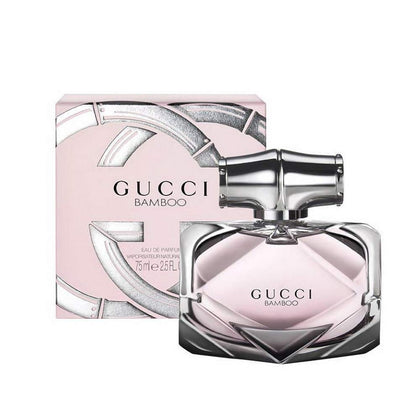 Gucci Bamboo front bottle and retail packaging showing elegant design and wearable scent