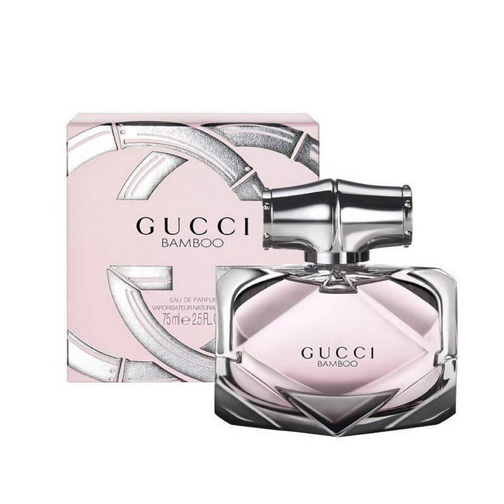 Gucci Bamboo front bottle and retail packaging showing elegant design and wearable scent