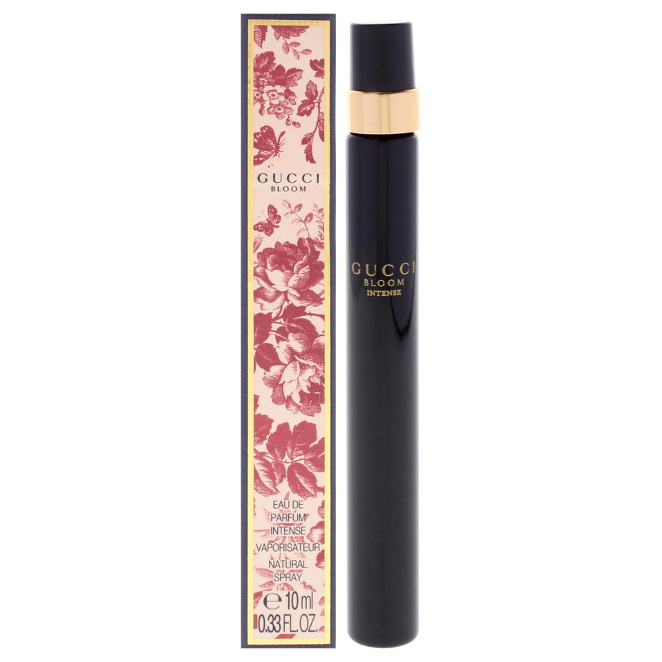Gucci Bloom front bottle view showing compact travel-ready design and luxury