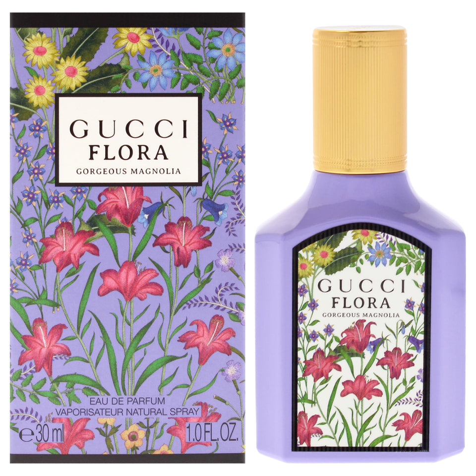 Gucci Flora bottle front packaging showing elegant design and brand prestige