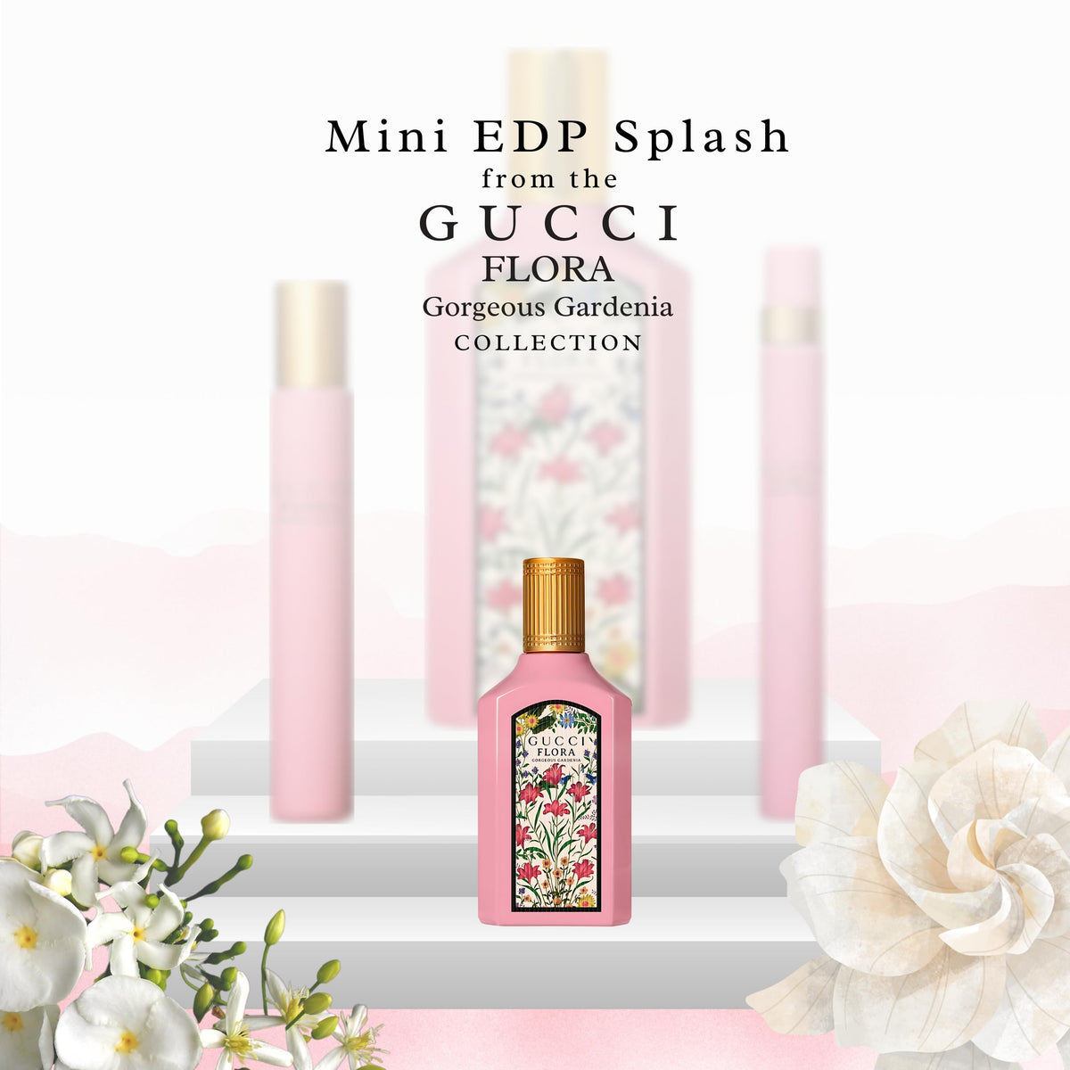Gucci Flora Gorgeous Gardenia splash on skin illustrating texture and immediate scent impression