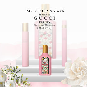 Gucci Flora Gorgeous Gardenia splash on skin illustrating texture and immediate scent impression