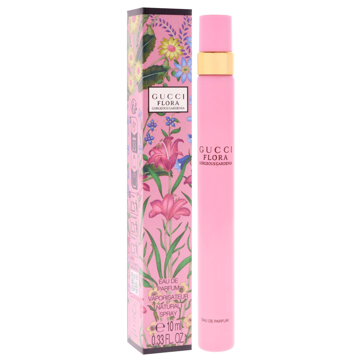 Close-up of Gucci Flora Gorgeous Gardenia spray nozzle highlighting easy application