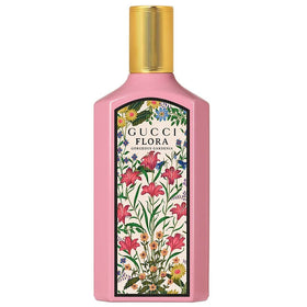 Gucci bottle front view showcasing Flora Gorgeous Gardenia and elegant packaging benefit: gift-ready