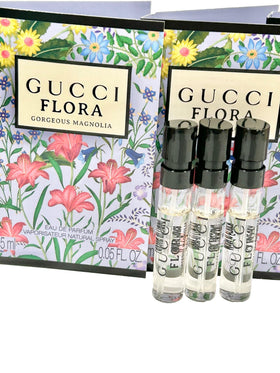 Gucci Flora Gorgeous Magnolia atomizer close-up highlighting nozzle and easy use