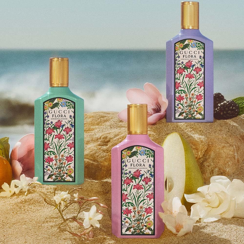Magnolia and jasmine blooms representing Gucci heart notes and femininity