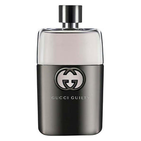 Gucci Guilty bottle front view showing sleek design and brand elegance