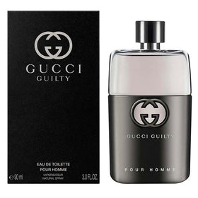 Gucci Guilty side label close-up highlighting product details and authenticity