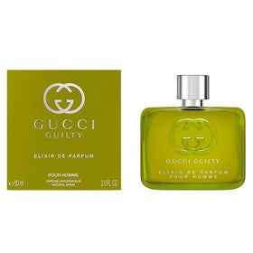 Gucci Guilty close-up of atomizer and glass texture conveying premium feel