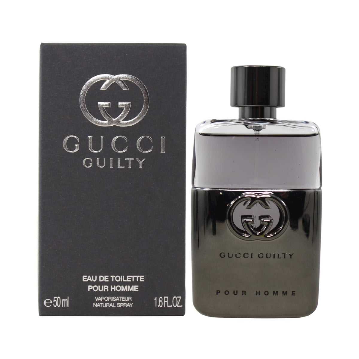 Gucci Guilty spray in use showing application and portable convenience