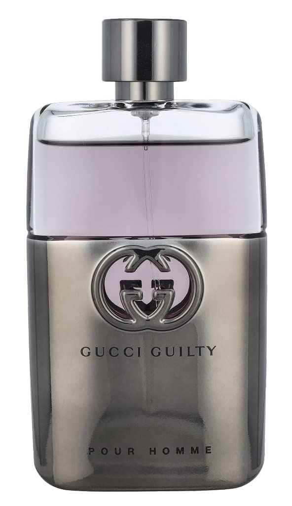 Gucci Guilty side detail with cap and logo highlighting premium finish