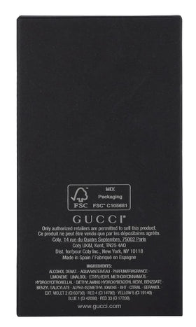 Gucci Guilty 90ml next to everyday items illustrating true size