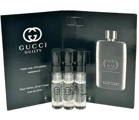 Close-up of Gucci Guilty vial nozzle highlighting spray mechanism for precise application
