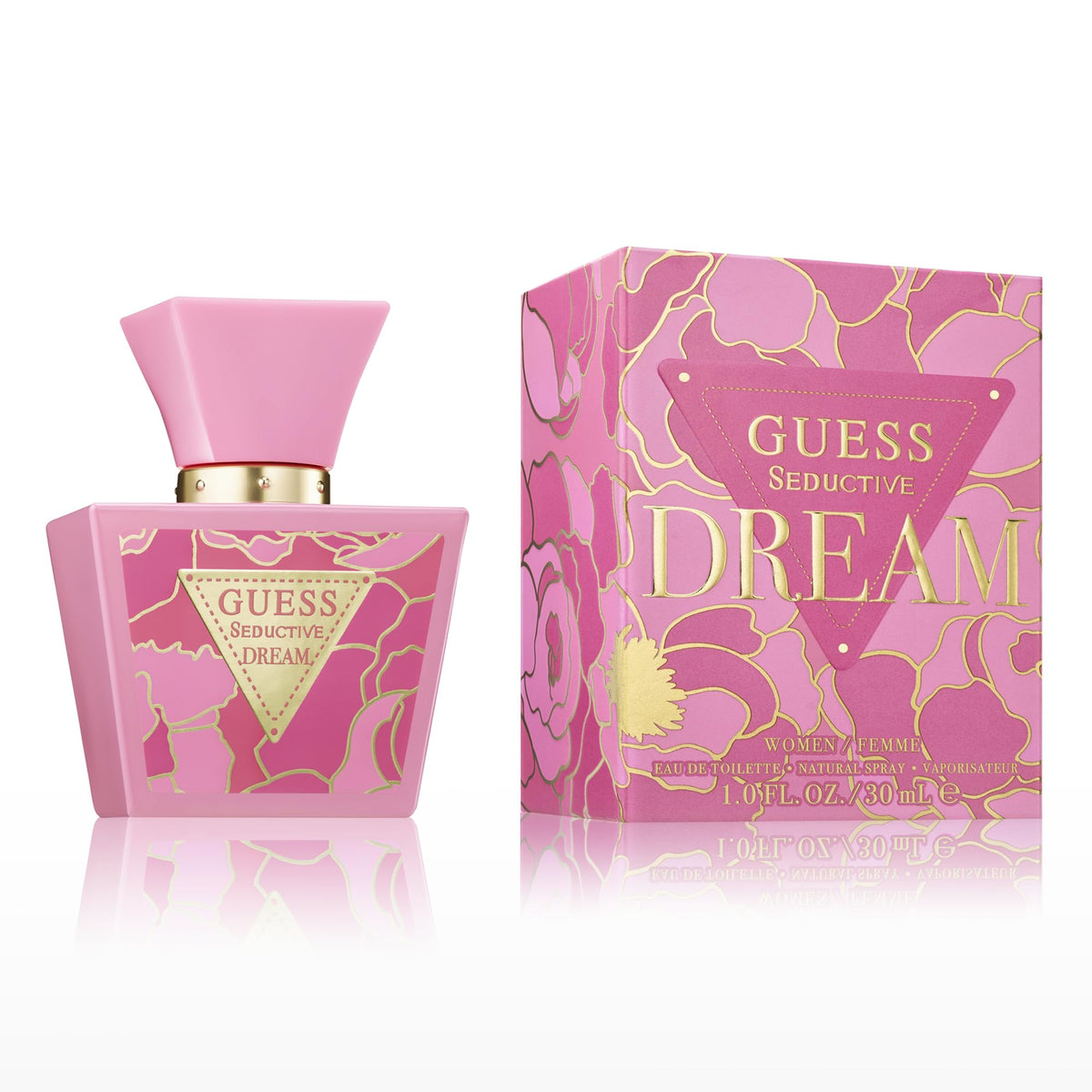 GUESS bottle front view showing elegant label and compact size, perfect for travel