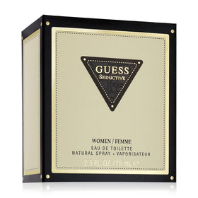 Made in Spain badge near Guess bottle emphasizing quality origin