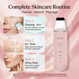 GUGUG in use on cheek demonstrating safe wet-skin cleansing benefit