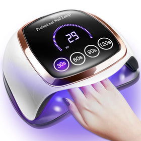 Gugusure lamp front view showing sleek design and quick curing benefit