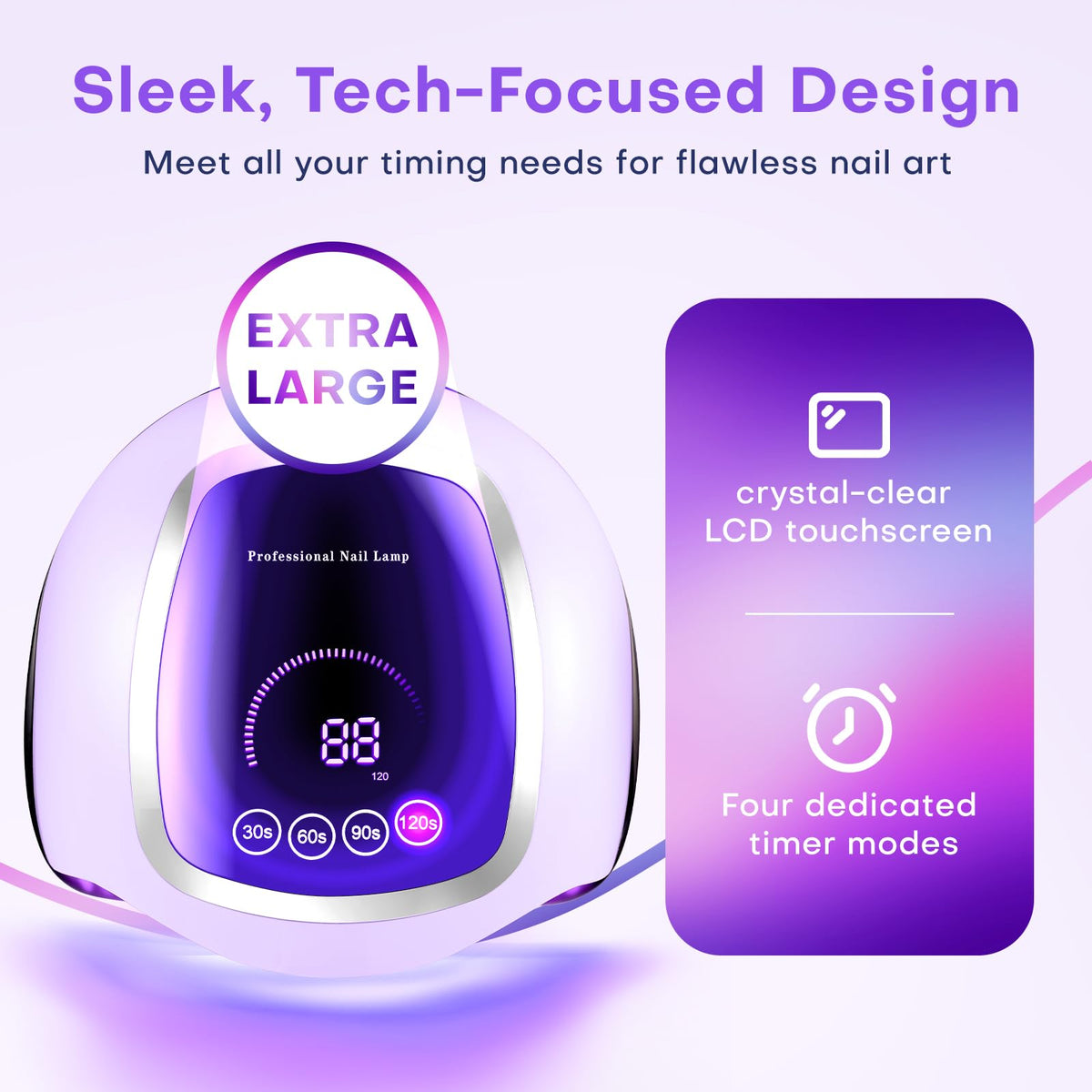 Gugusure LCD touchscreen close-up displaying timer and intuitive touch controls for precision