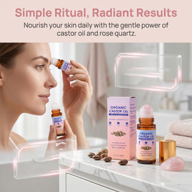guluxly roll-on texture drop demonstrating lightweight castor oil that moisturizes without mess