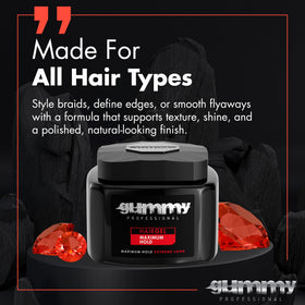 Gummy braids and twists detail showing crisp, secured styling results